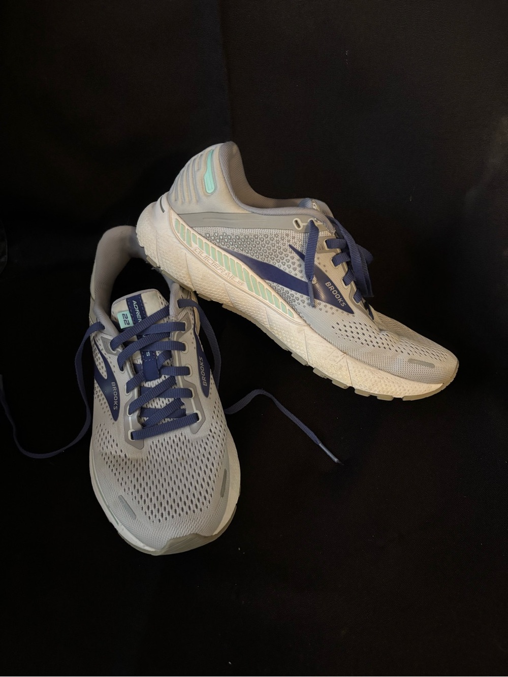 Brooks Women’s Running Shoes - Light Gray with Navy and Mint Trim